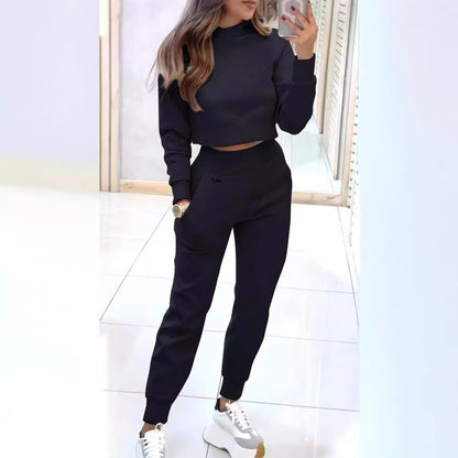 Stand Collar Sports Suit Fashion Pullover Long-sleeves Outfits