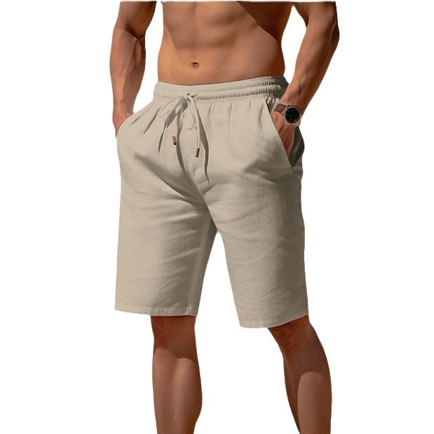Summer Drawstring Shorts Elastic Waist Straight Pants Beach Men DealSniper.net