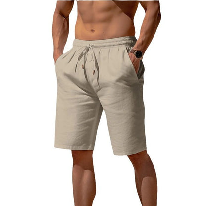 Summer Drawstring Shorts Elastic Waist Straight Pants Beach Men DealSniper.net