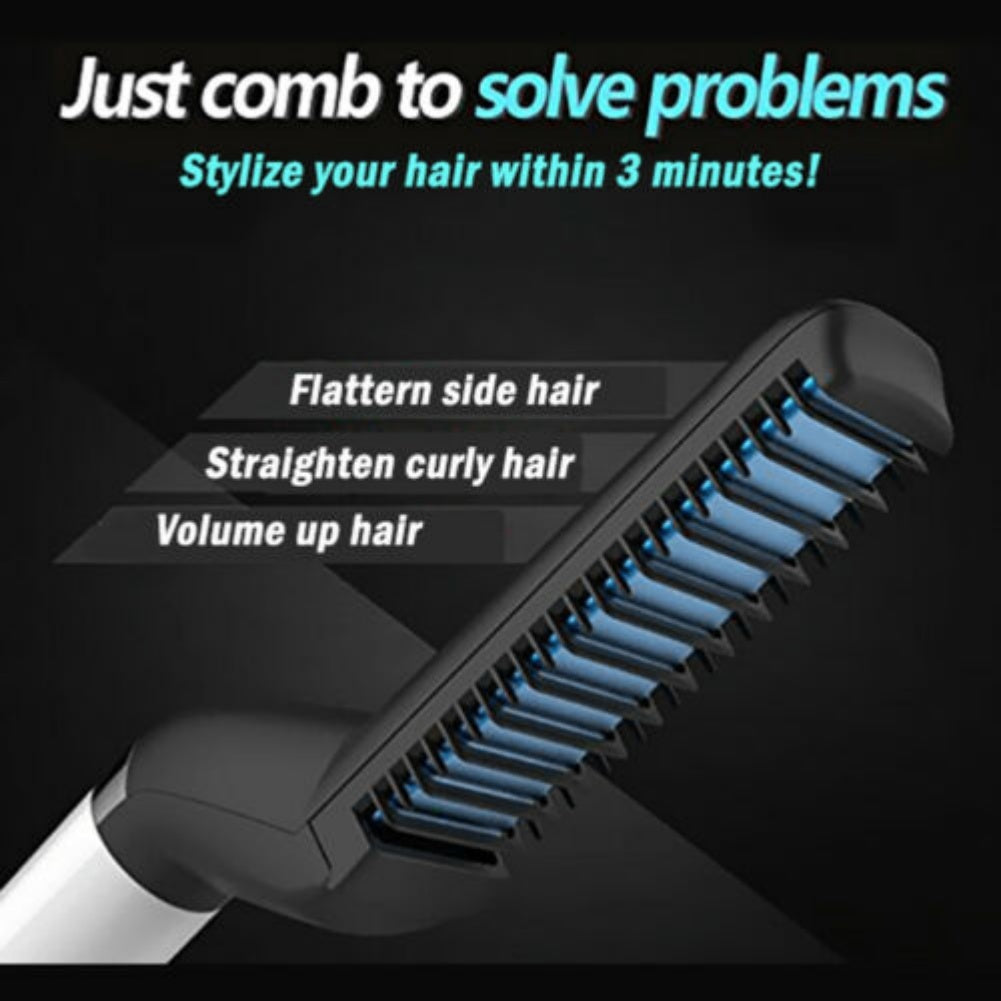 Electric Hair Straightener Brush Men Quick Beard Straightener Men DealSniper.net