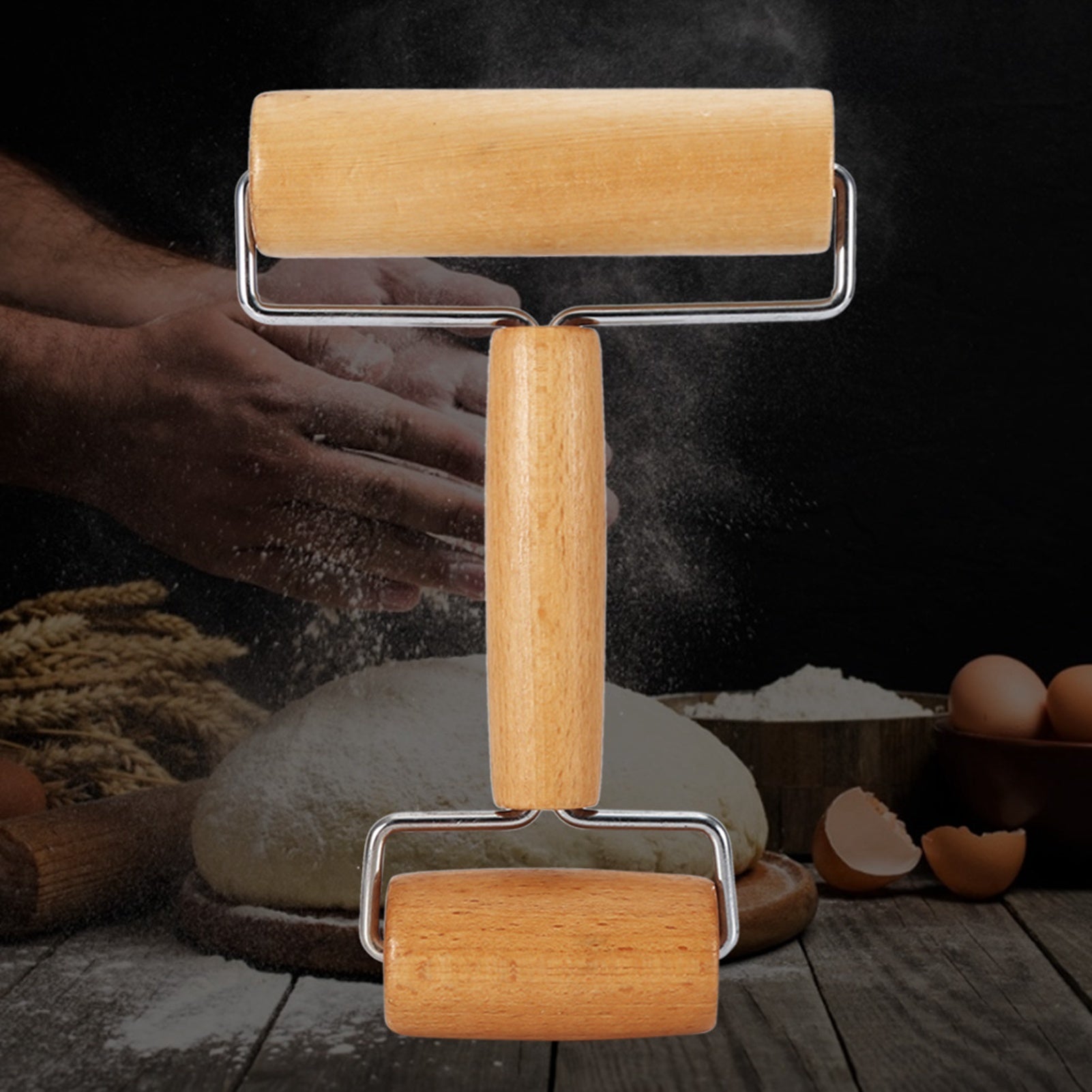 Rolling Pin Pastry and Pizza Baker Roller Wooden Baking Kitchen Utensils Kitchen dealsniper-net