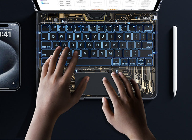 360 Swivel Keyboard Clear Case For IPad Smart Trackpad Electronics dealsniper-net