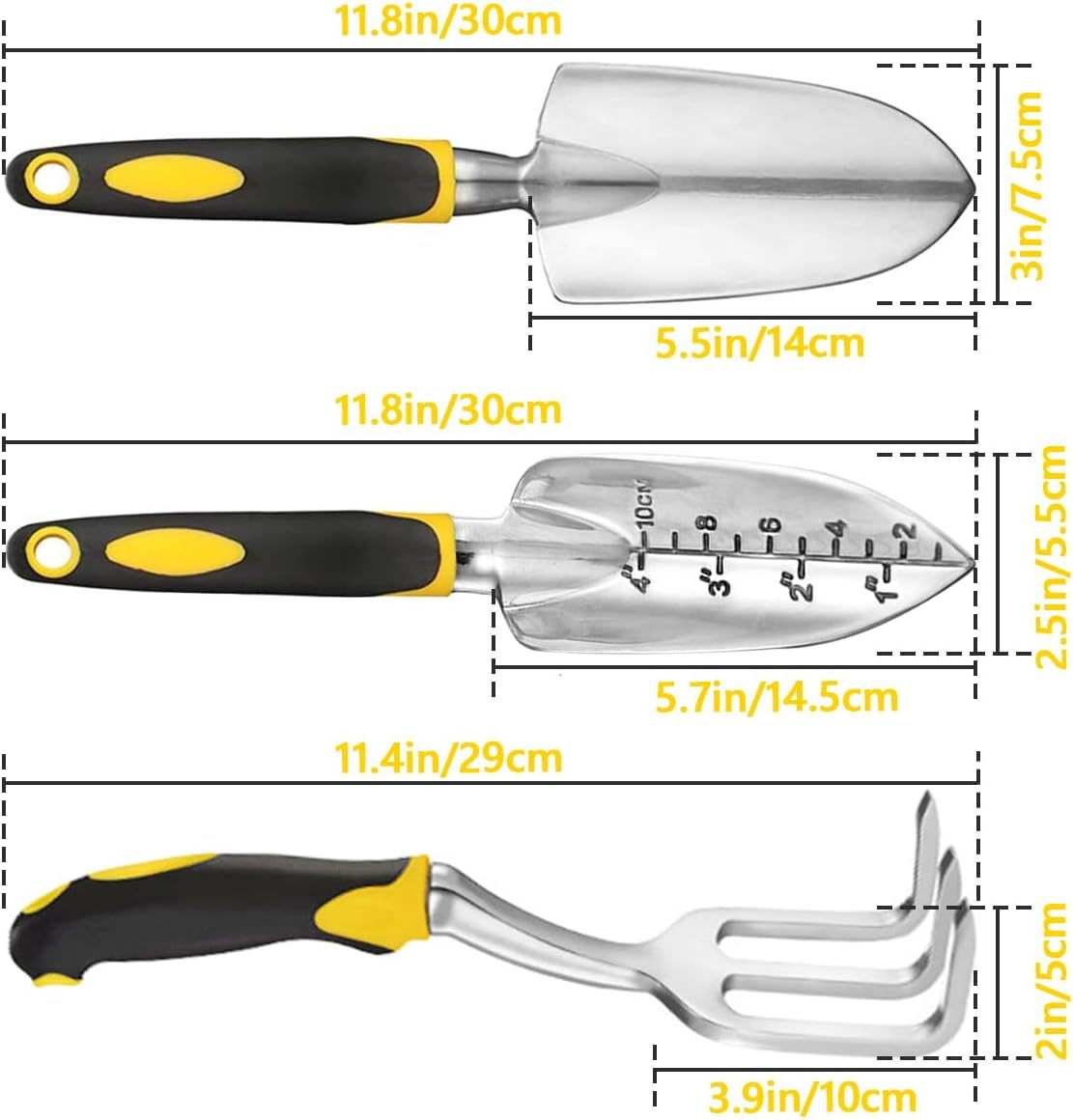 Gardening Hand Tools 3 Piece Set Heavy Duty Garden Trowel