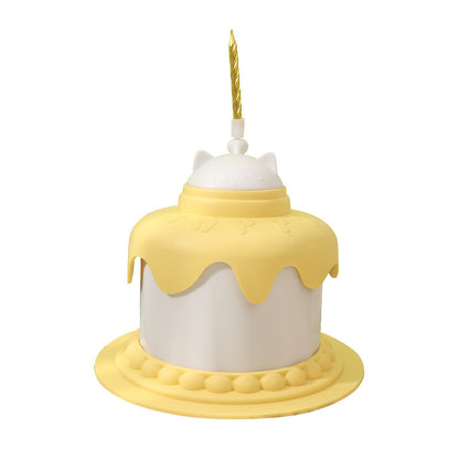 Multifunctional Cake Shape Cat Toy Creative Pet Feeding Bowl Pets dealsniper-net Yellow Cake Bowl 13x11x9.5cm