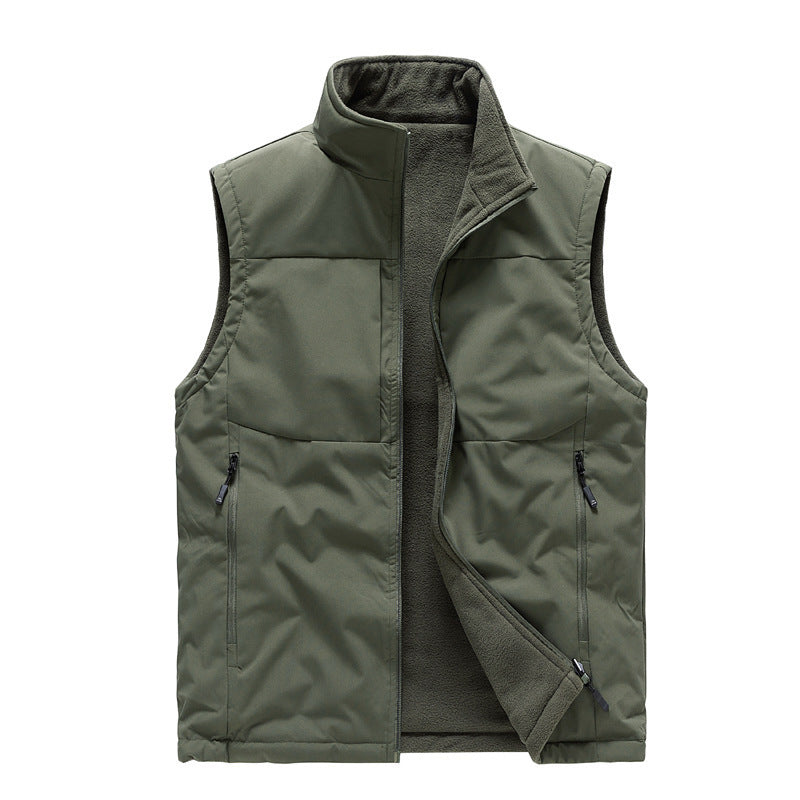 Men's Double-sided Fleece Vest Winter Warm Loose Sleeveless Men DealSniper.net Military Green 2XL