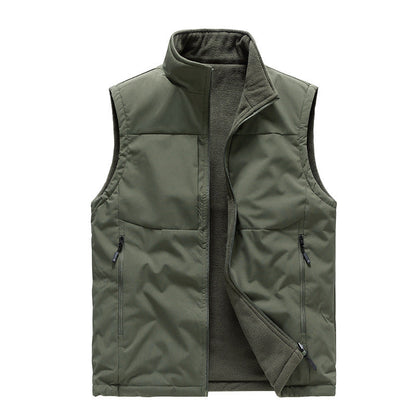 Men's Double-sided Fleece Vest Winter Warm Loose Sleeveless Men DealSniper.net Military Green 2XL