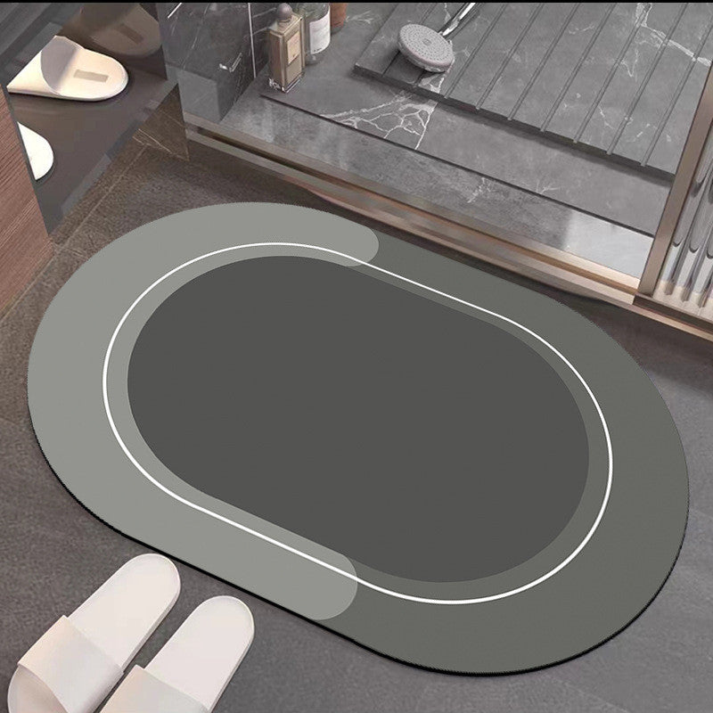 Bathroom Absorbent And Quick-drying Floor Mat House DealSniper.net Dark Grey Oval 40x60cm