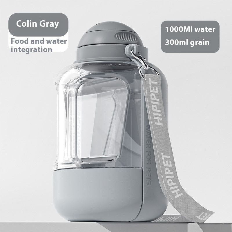 2 In 1 Dog Large Capacity Pets Out Drinking Dispenser Pets DealSniper.net Grey 1000ml 300g