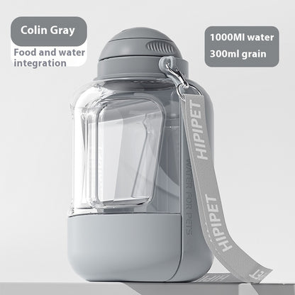 2 In 1 Dog Large Capacity Pets Out Drinking Dispenser Pets DealSniper.net Grey 1000ml 300g