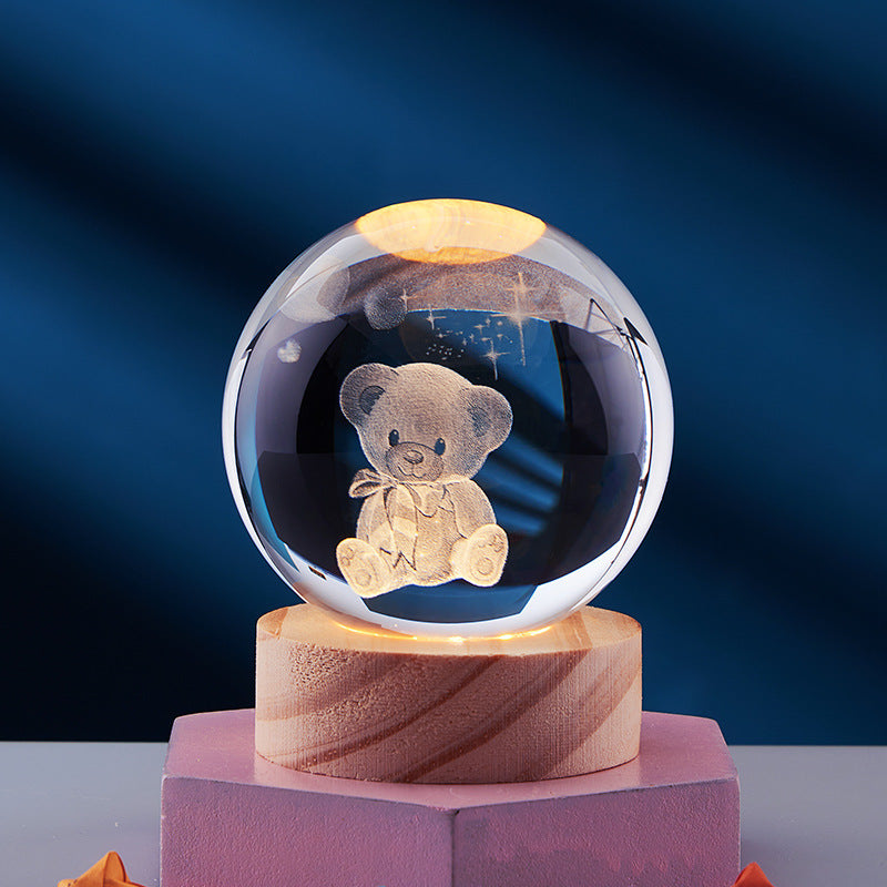 Crystal Ball 3D Inner Carved Solar System Glowing Night Lights Home Decor DealSniper.net