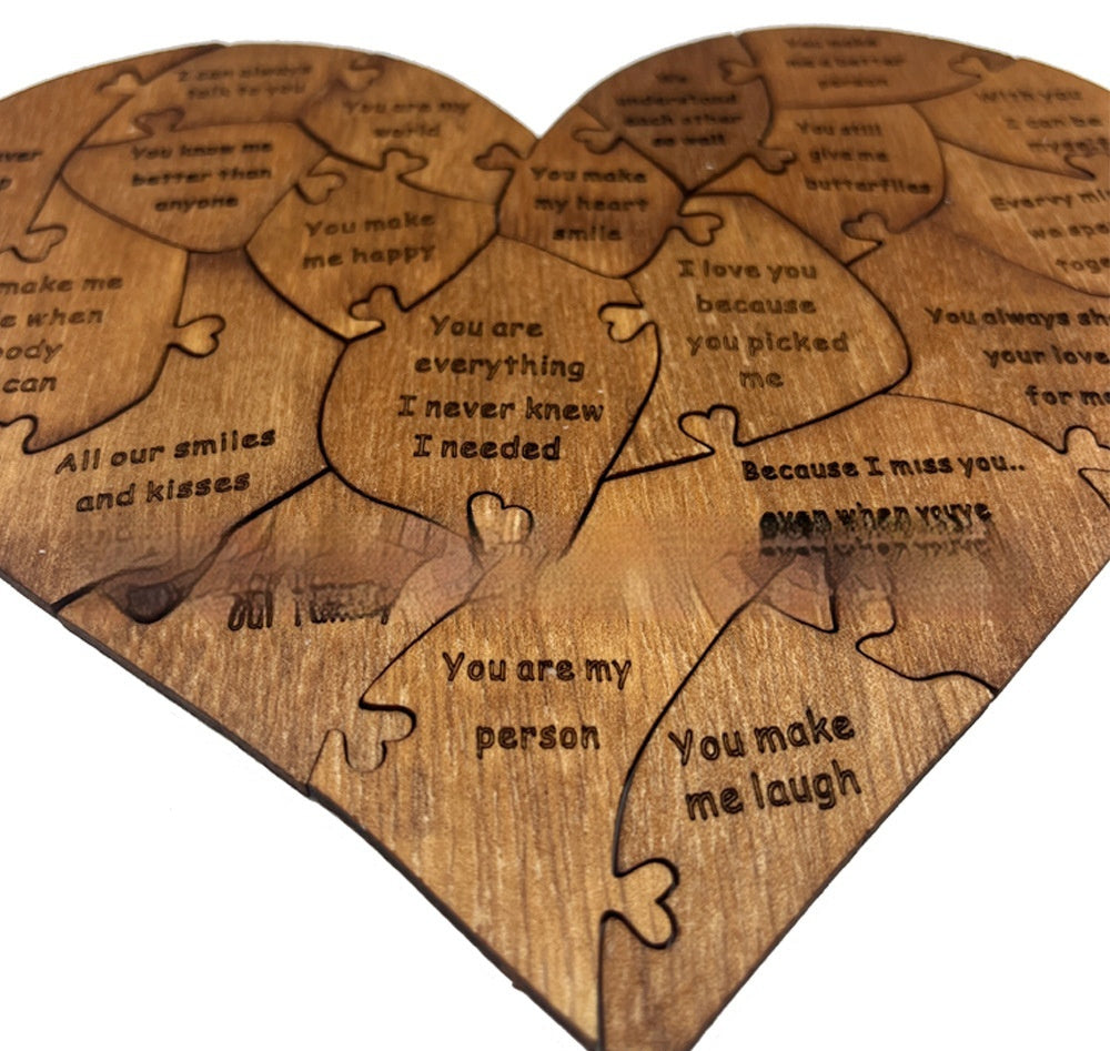 Reasons Why I Love You Wooden Heart Puzzle Romantic Love