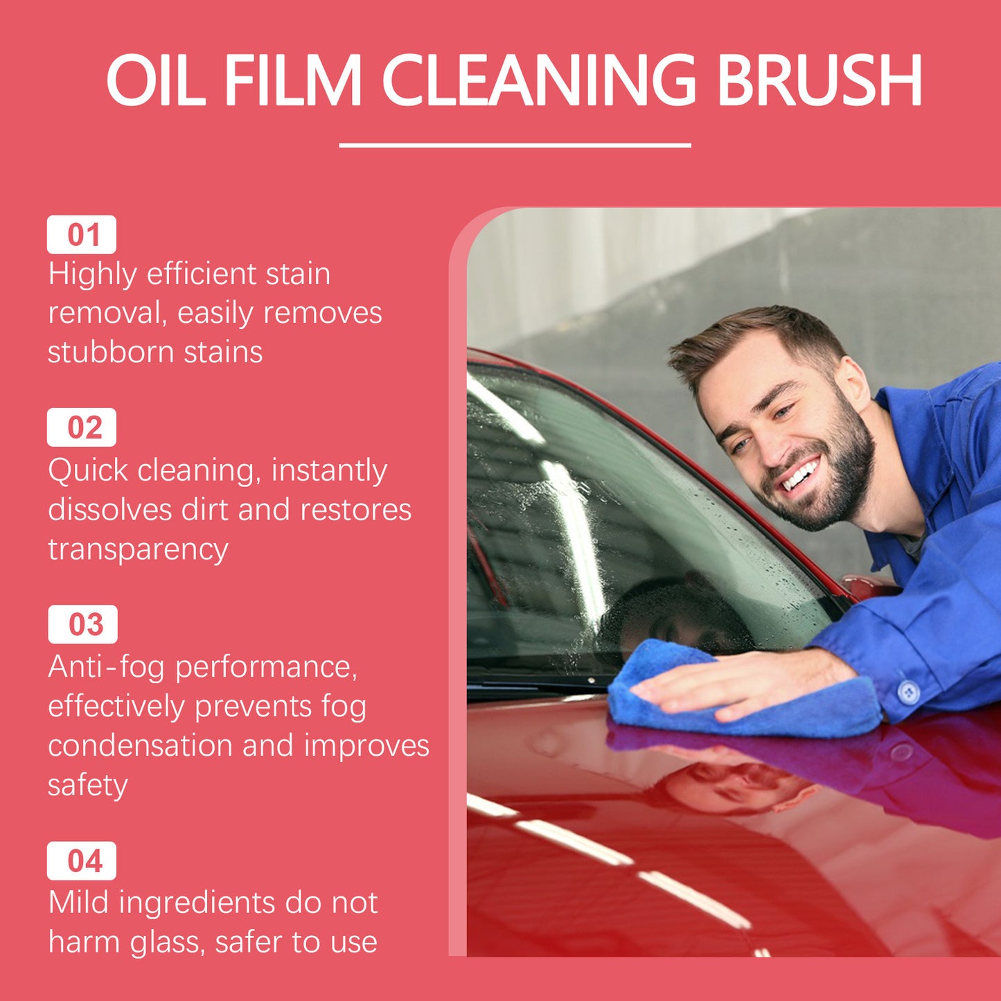 Automotive Oil Film Cleaning Brush, Windshield Cleaner Tool Vehicle Gym From House
