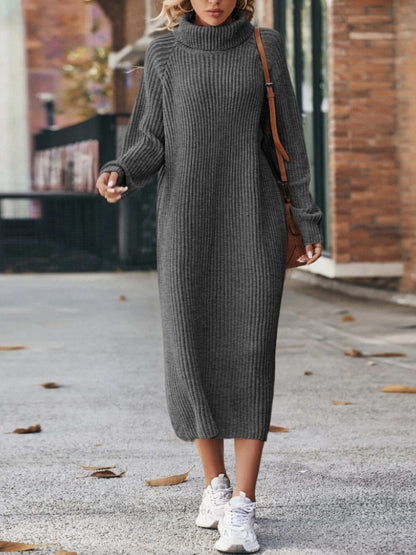 Winter Turtleneck Knitted Sweater Dress Fashion Pullover