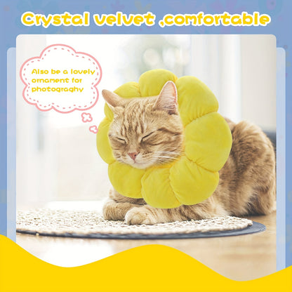 Cat Small Dog Recovery Collar, Cute Sunflower Neck Cone Pets Gym From House