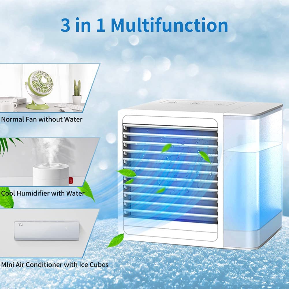 3 In 1 Portable Air Conditioners, Evaporative Air Cooler With USB Charging, Powerful, Quiet, Lightweight Mini Air Conditioner Portable For Room, Bedroom, Office, Kitchen Home dealsniper-net