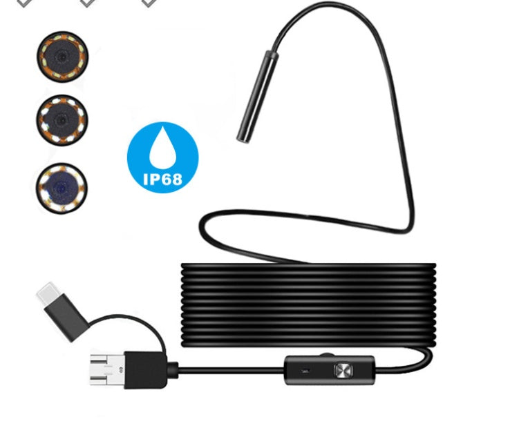 Endoscope 3 In 1 USB Micro USB Type-C Borescope Inspection Camera Electronics dealsniper-net Black Cord 1M