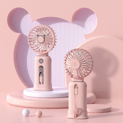 2-in-1 Handheld Fan Fast Charging Power Supply Portable Handheld Gadgets dealsniper-net Pink USB