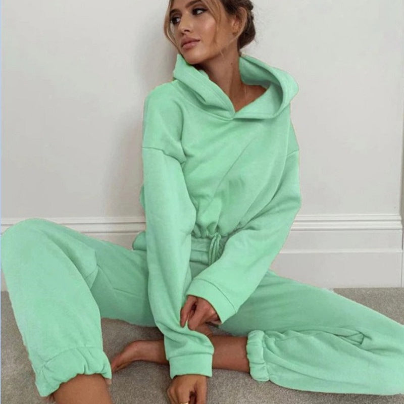 Jogging Suits For Women 2 Piece Sweatsuits Tracksuits Sexy Long Sleeve HoodieCasual Fitness Sportswear Women DealSniper.net Green L