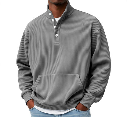 Mens Solid-Color Turtleneck Casual Long-Sleeve Polo Sweatshirt Men DealSniper.net Gray 3XL