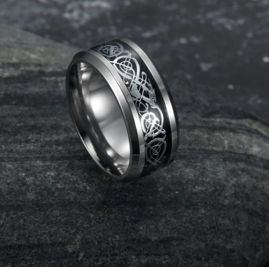 Asgard Crafted Basilisk Scale Wedding Ring Jewelry dealsniper-net Silver Black 10