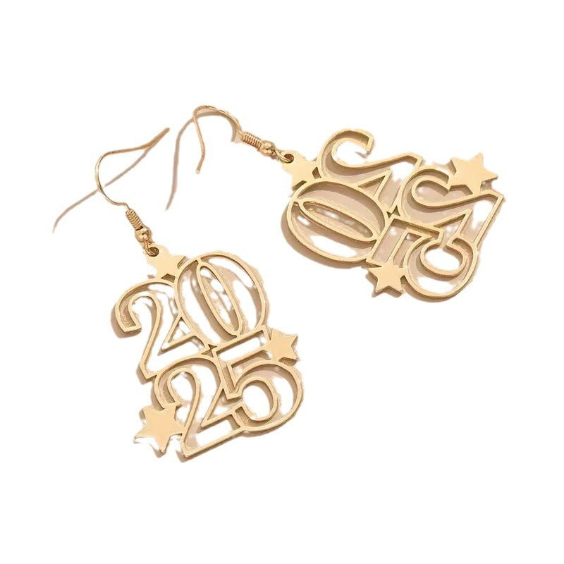 New Creative Gloden Number Dangle Earrings Jewelry dealsniper-net