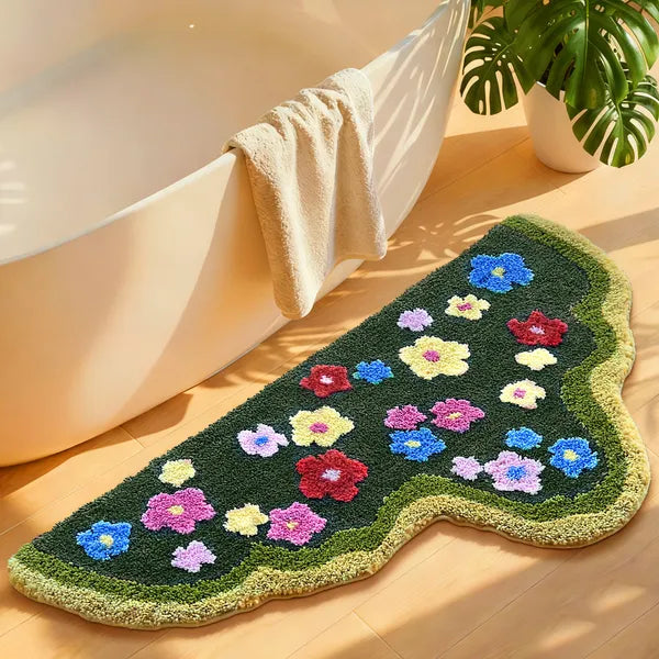 Cute Green Moss Bathroom Runner Rug Long Rectangular Boho House Gym From House