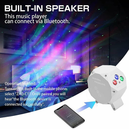 LED Aurora Galaxy Starry Sky Night Lights Star Projector Lamp Bluetooth Speaker