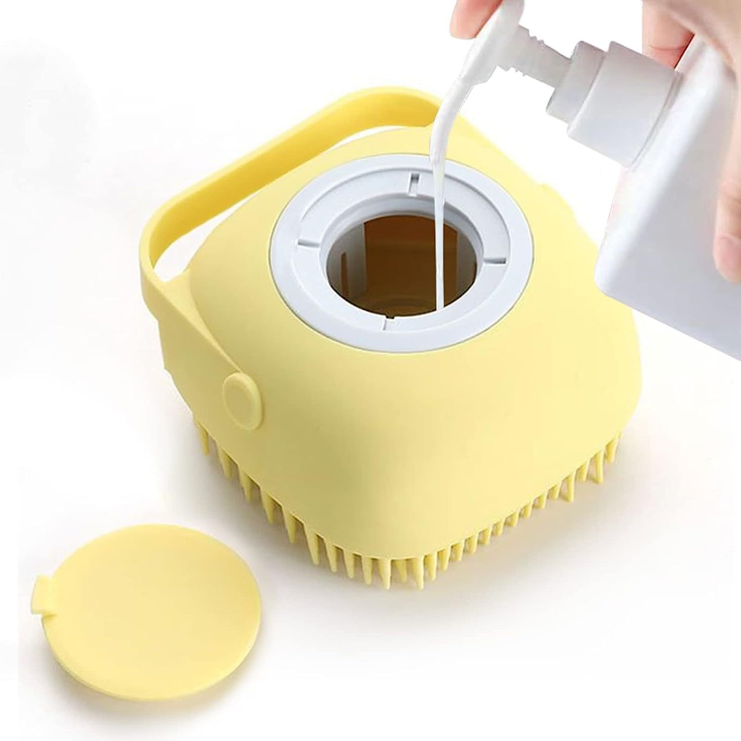 Pet Grooming Brush With Soap Dispenser Pets dealsniper-net Yellow