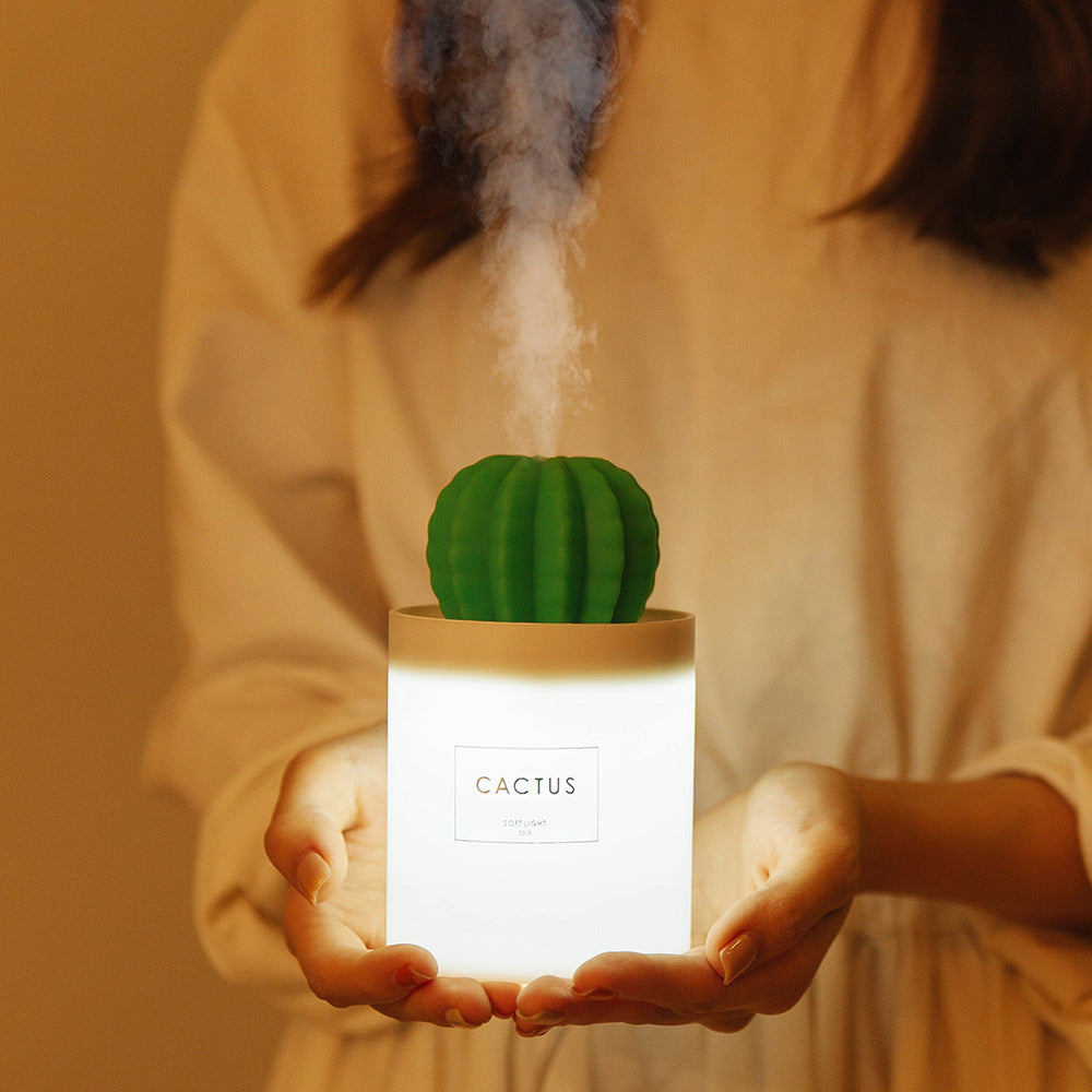 Air Humidifier Soft LED Light Cactus Ultrasonic Aroma Essential House DealSniper.net Transparent with light USB