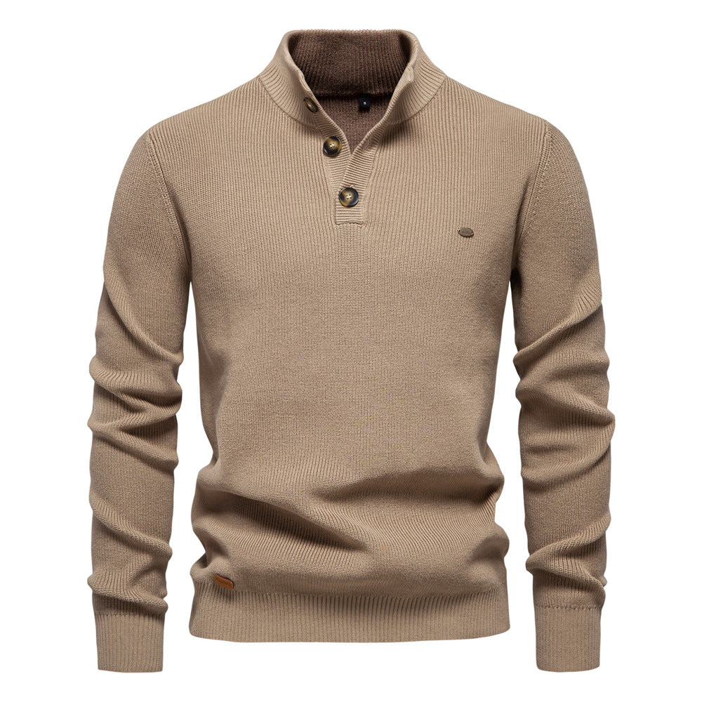 New Men's European Size Cross-Border Sweater, Long-Sleeve Men Gym From House SW833 Khakis L