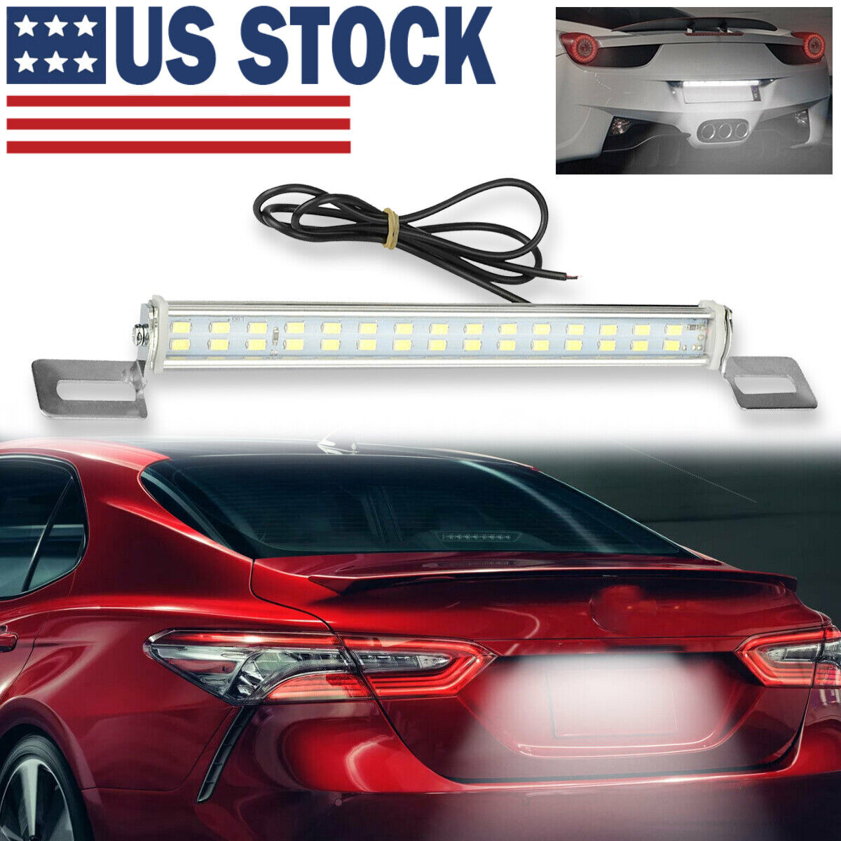 Universal License Plate LED Lamp Back Light Bar For Car SUV Truck RV 6000K White Vehicle dealsniper-net