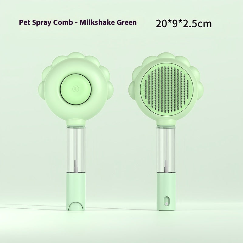 2 In 1 Self Cleaning Dog Brush Comb With Spray Pets Grooming Pets dealsniper-net Spray Green