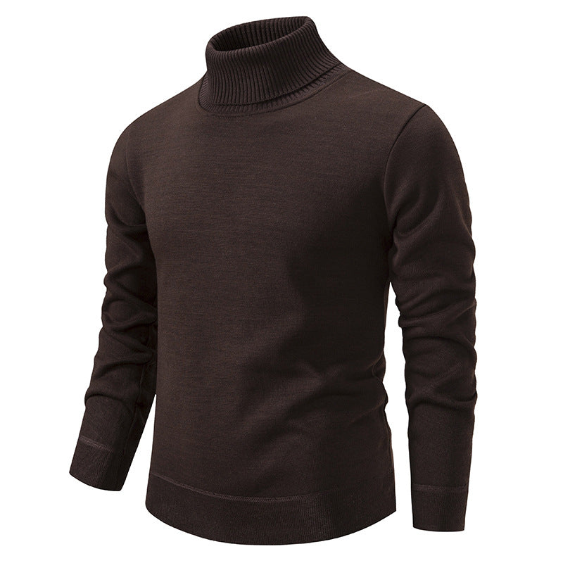 Men's Turtleneck Pullover Sweater Fashion Solid Color Fleece Men Gym From House
