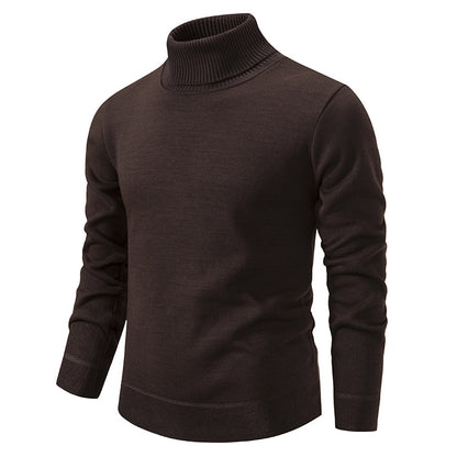 Men's Turtleneck Pullover Sweater Fashion Solid Color Fleece Men Gym From House