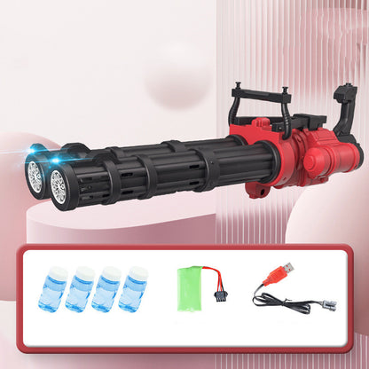 Super Big Double-Tube Bubble Gun Machine Outdoor Blowing Soap Kids Own Home Store Black red USB