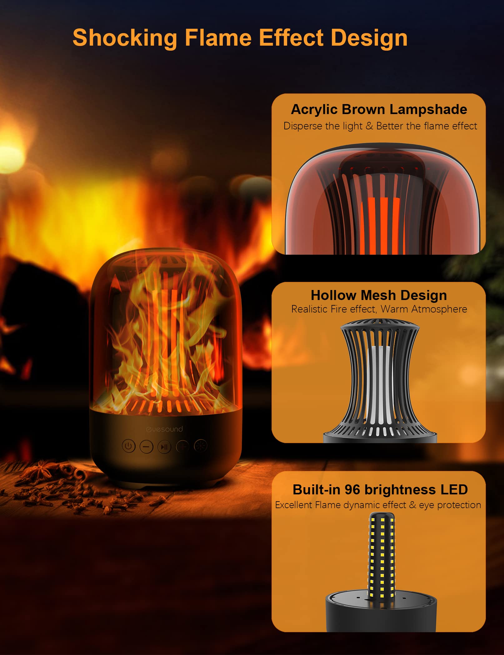 New Smart LED Colorful Bluetooth Speaker Atmosphere Flame Light House Gym From House