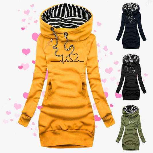 Heart Print Long Clothes Women Hoodie Sweatshirt Pullover Tops Women dealsniper-net