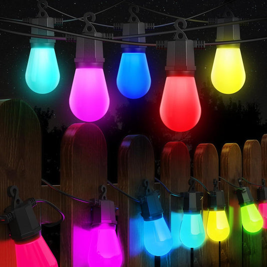 48FT Color Changing Outdoor String Lights Dimmable String Lights For Outside Decoration Outdoor DealSniper.net