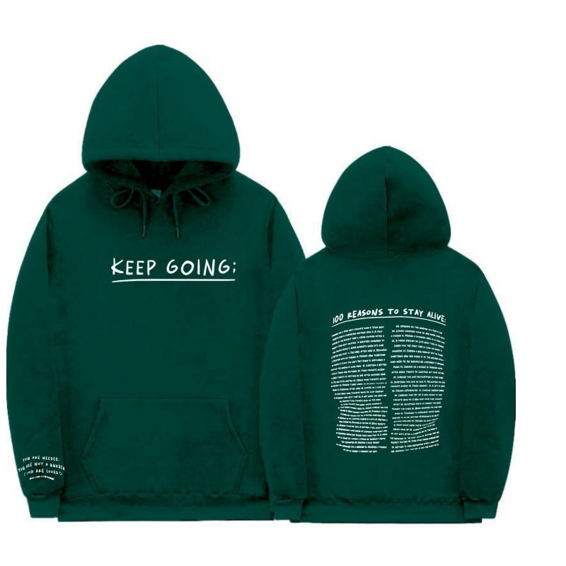 Letter Printing Long-sleeved Drawstring Hooded Sweatshirt Women dealsniper-net FS5274 Green 2XL