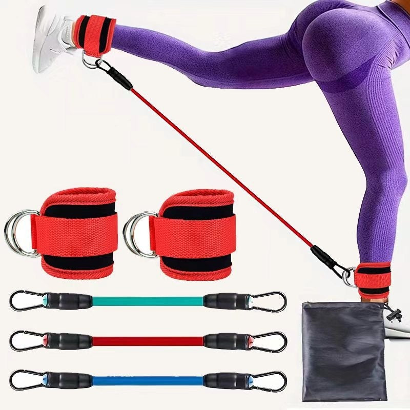 Ankle Strap Resistance Bands Hip Leg Strength Pull Rope Fitness Sports DealSniper.net 3color Silver Buckle