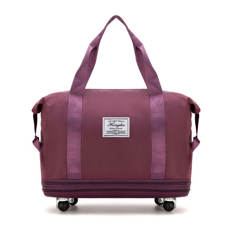 New Universal Wheel Travel Bag With Double-layer Dry And Wet Separation Fitness Yoga Shoulser Bags Sports Fitness Large Capacity Handbag Women Travel dealsniper-net Dark Purple