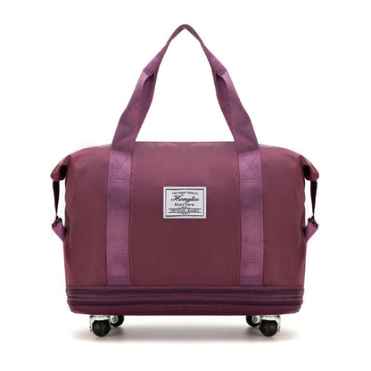 New Universal Wheel Travel Bag With Double-layer Dry And Wet Separation Fitness Yoga Shoulser Bags Sports Fitness Large Capacity Handbag Women Travel dealsniper-net Dark Purple