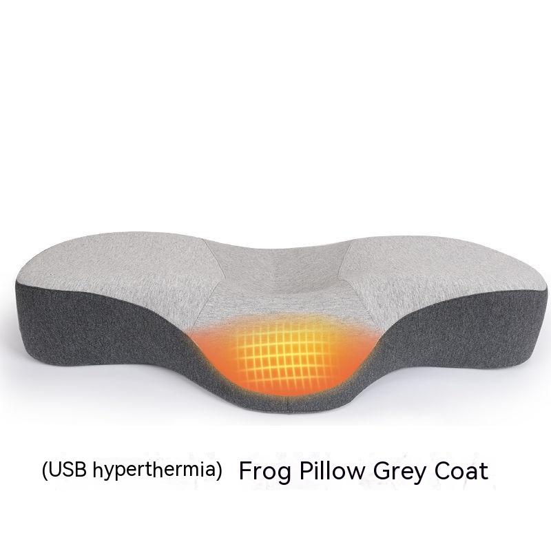 Space Memory Cotton Filling Low Thin Pillow Health dealsniper-net USB Thermal Therapy Gray