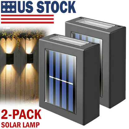 2 Pack New Solar Deck Lights Outdoor Waterproof LED Steps Lamps For Stairs Fence Home dealsniper-net Warm White Solar