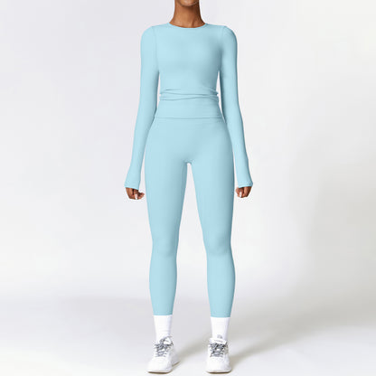 Tight-fitting Brushed Yoga Suit Quick-drying Fitness Clothes Women Gym From House Sky Blue L