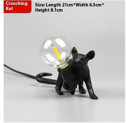 Nordic Creative Mini Animal Mouse Resin Table Lamp Home Decor dealsniper-net Black Prone position EU