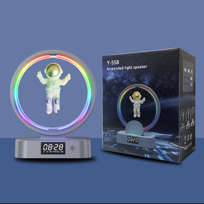 Magnetic Levitation Bluetooth Speaker Astronaut Gadgets dealsniper-net Silver Clock model USB