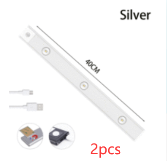 USB LED Night Light Motion Sensor Wireless Thin LED Home DealSniper.net Silver 40cm 2PCS