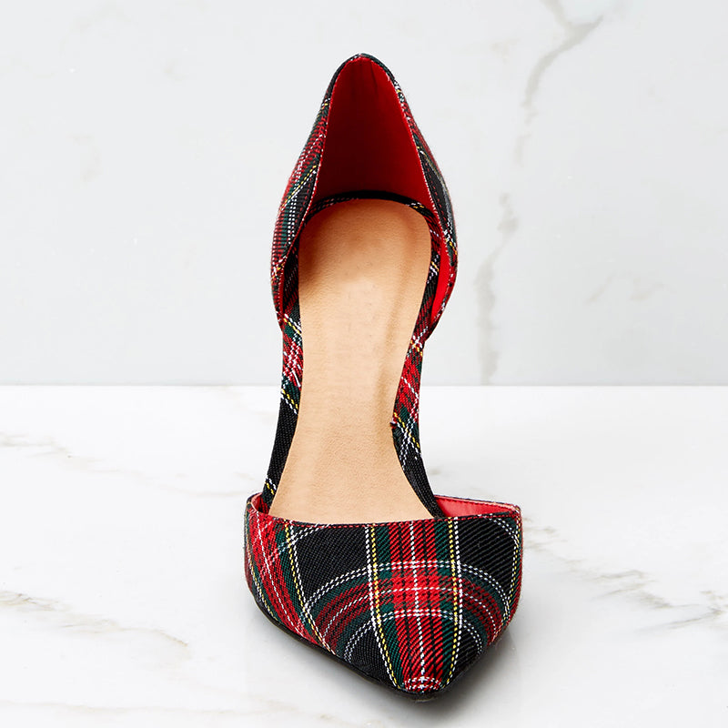Fashion Thick High-heeled Plaid Pointed Hollow Sandals Women Women DealSniper.net