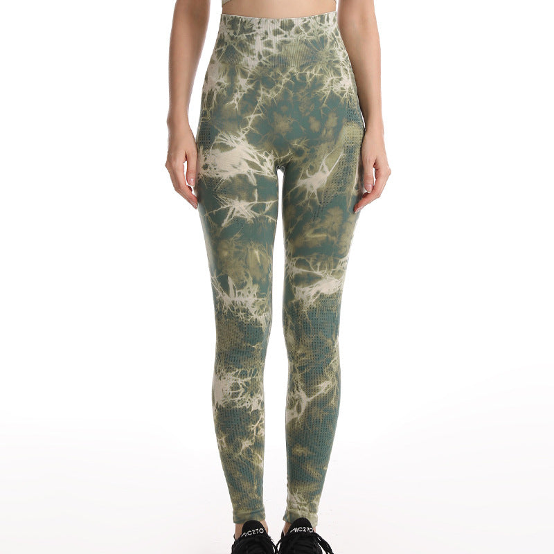 Tie Dye Leggings Women Fitness Yoga Pants Seamless Women Gym From House Dark green L